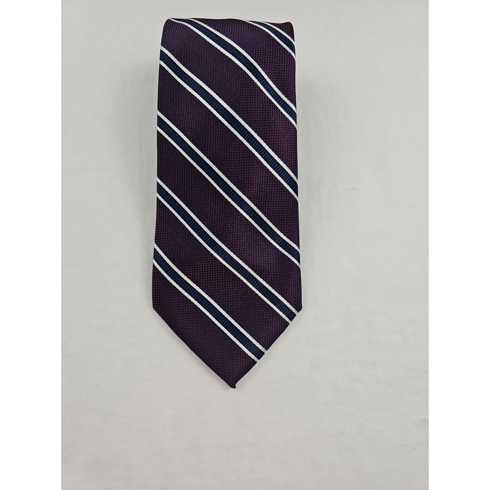 Tommy Hilfiger Men's Necktie‎ Tie 100%  Polyester Purple Blue White Stripe